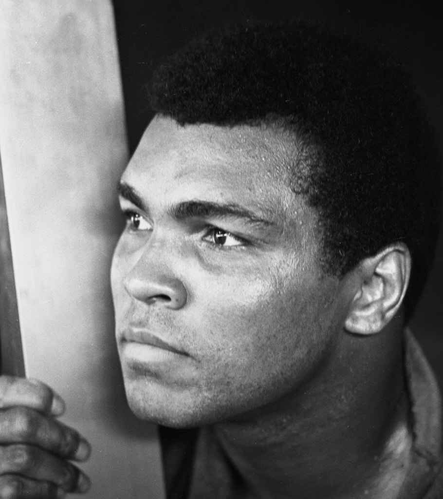 Muhammad Ali in profile looking left