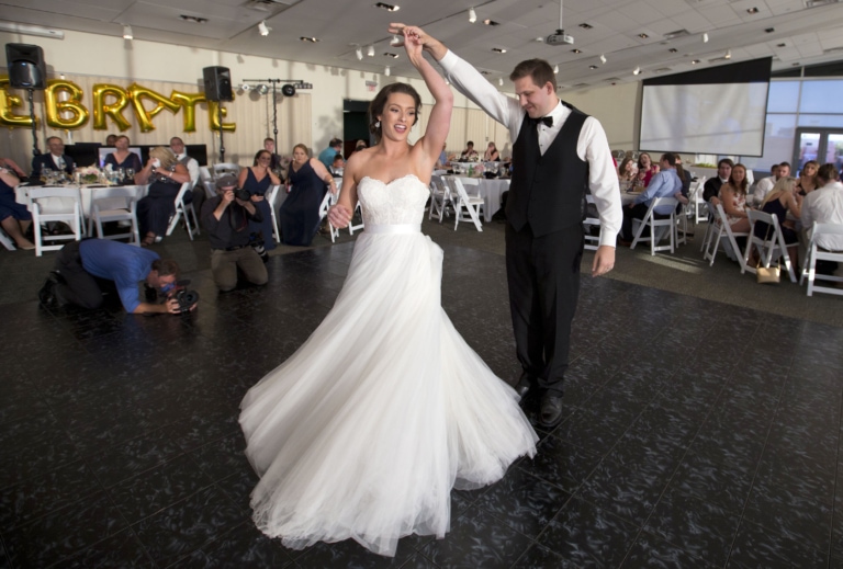 Bride and groom dancing at a wedding ceremony
