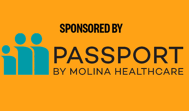 Orange banner with the words "Sponsored by Passport by Molina Healthcare"