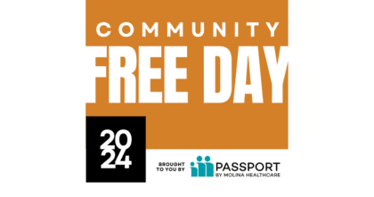 Text "Community Free Day 2024" with Passport by Molina Healthcare logo