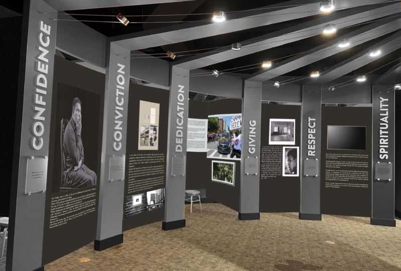 Mockup photo of The Greatest Remembered exhibit from the side