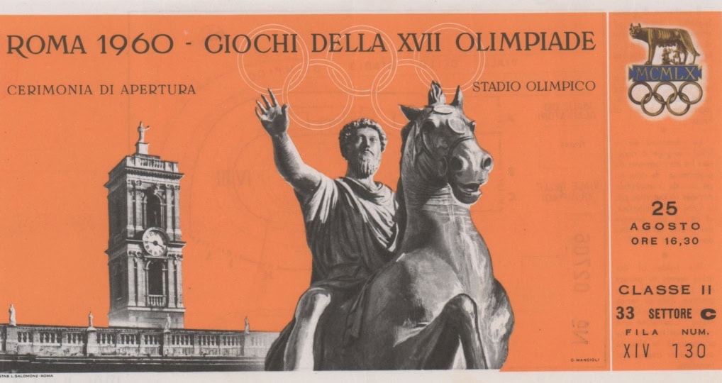 Picture of ticket from 1960 Rome Olympics