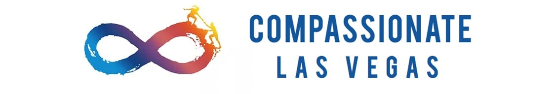 Compassionate Las Vegas logo with blue and red infinity symbol