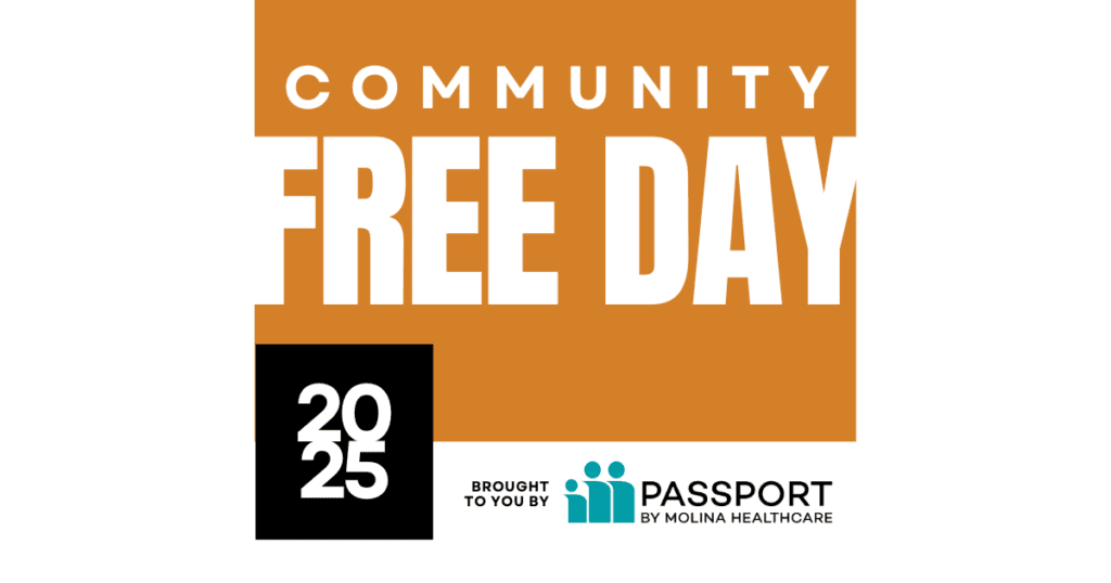 Text "Community Free Day 2025" with Passport by Molina Healthcare logo