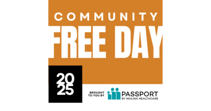 Text "Community Free Day 2025" with Passport by Molina Healthcare logo