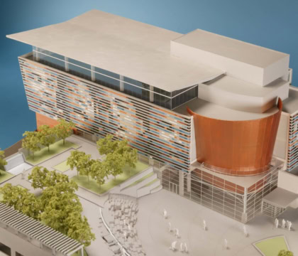 Physical model of the Ali Center building and the exterior plaza