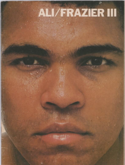 Magazine cover featuring close up of Muhammad Ali's face