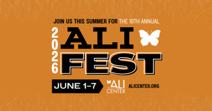 Ali Fest logo on orange background featuring text "Join us this summer for our 10th Annual Ali Fest"