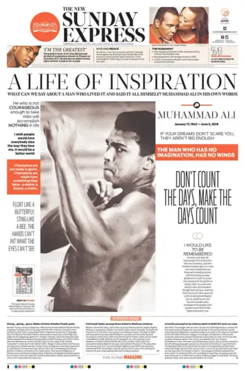 Photograph of India Sunday Express with Ali in boxing pose
