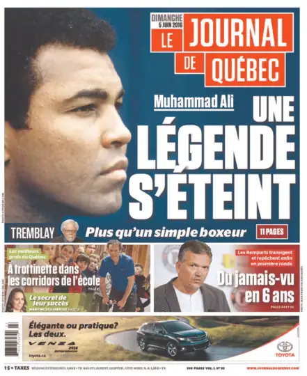 French newspaper with side profile of Muhammad Ali