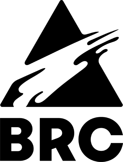 BRC logo with black pyramid and ink splash