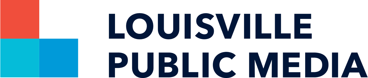 Louisville Public Media logo with red, blue and green squares